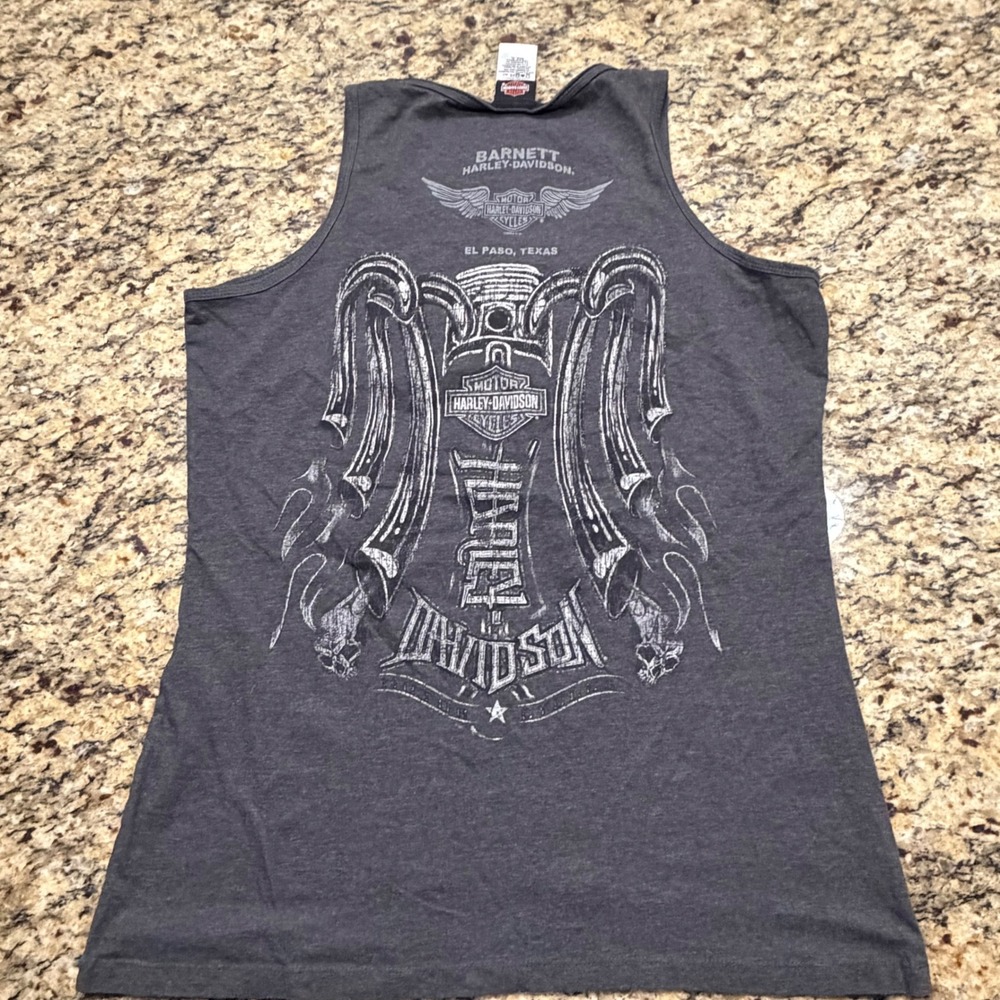 Harley-Davidson Barnett El Paso Texas Graphic Tank Top Gray Womens XL ws